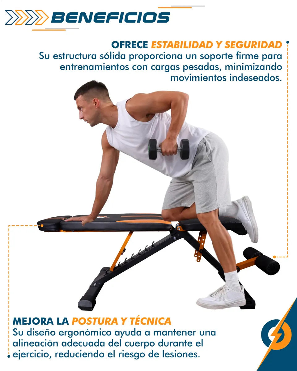 Banco de Pesas Reclinable Profesional — Plegable y Multiposición para Casa