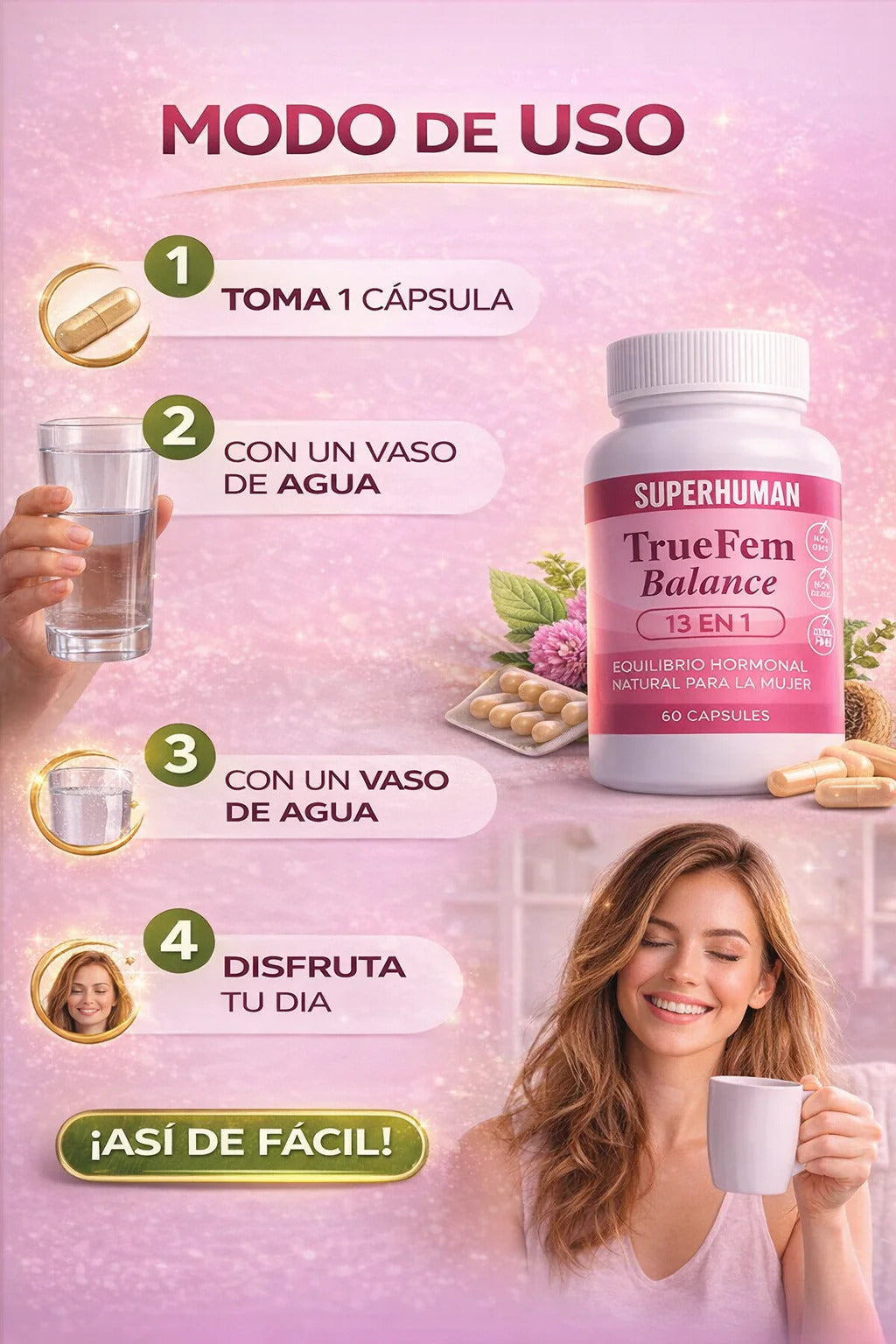 True Fem X 60 Capsulas   equilibrio hormonal natural para la mujer