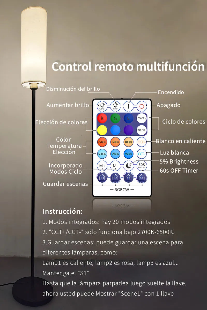 Lampara De Pie Moderna Rgb Minimalista