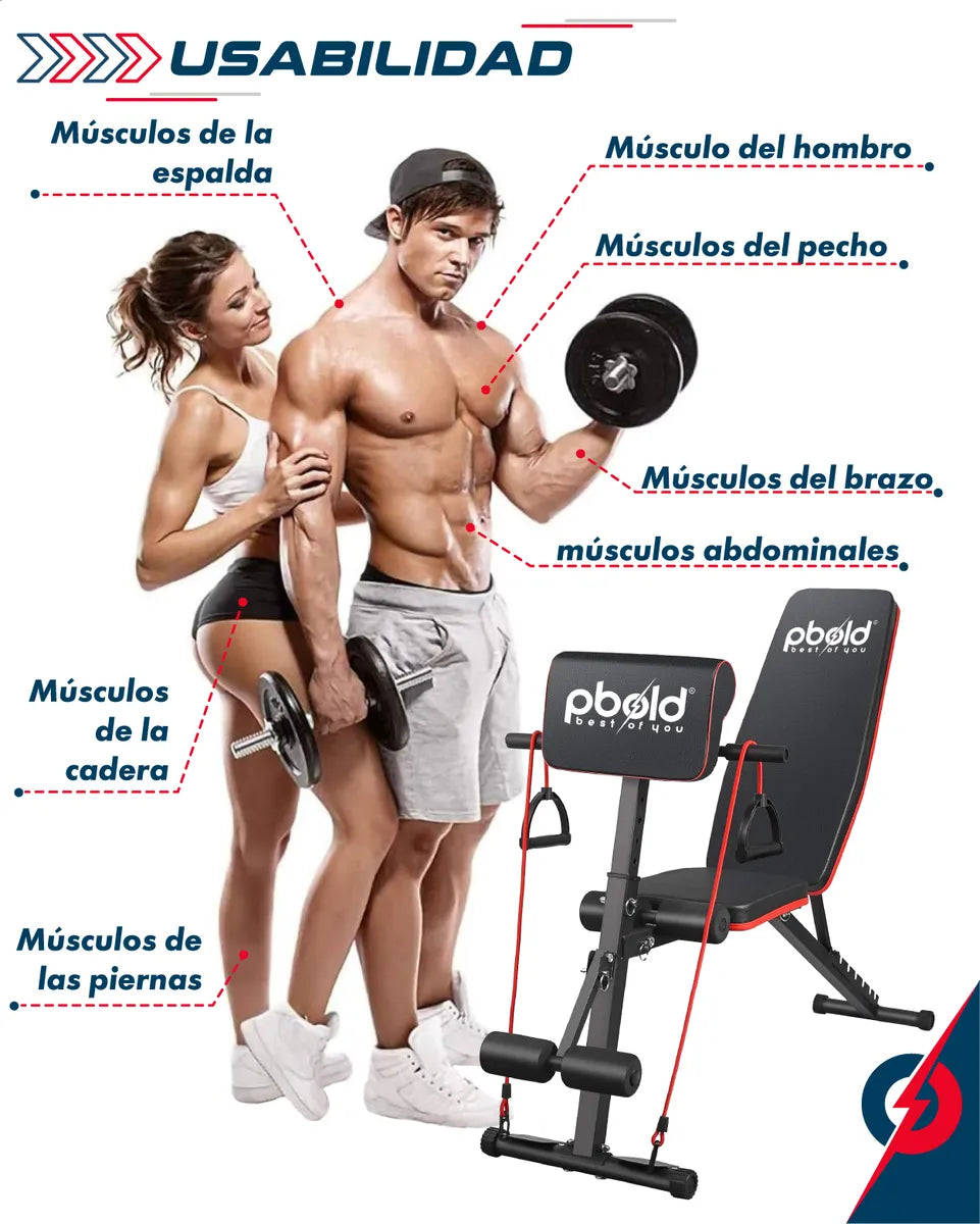 Banco de Pesas Plegable y Multiposición — Gimnasio en Casa que Ahorra Espacio