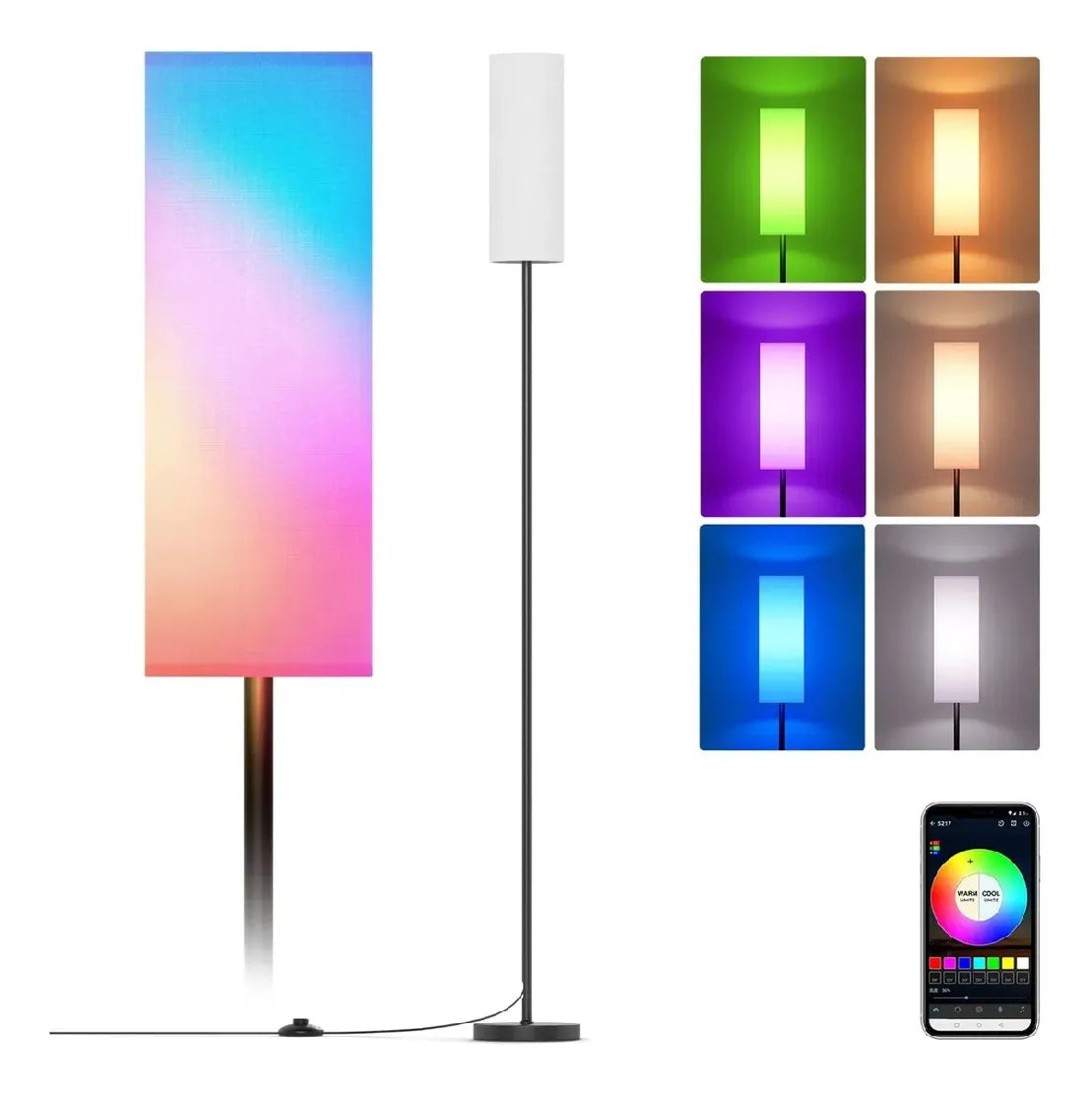 Lampara De Pie Moderna Rgb Minimalista